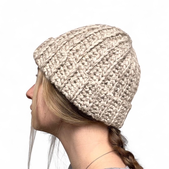 Handmade Accessories - Handmade Beige and Cream Wool Beanie